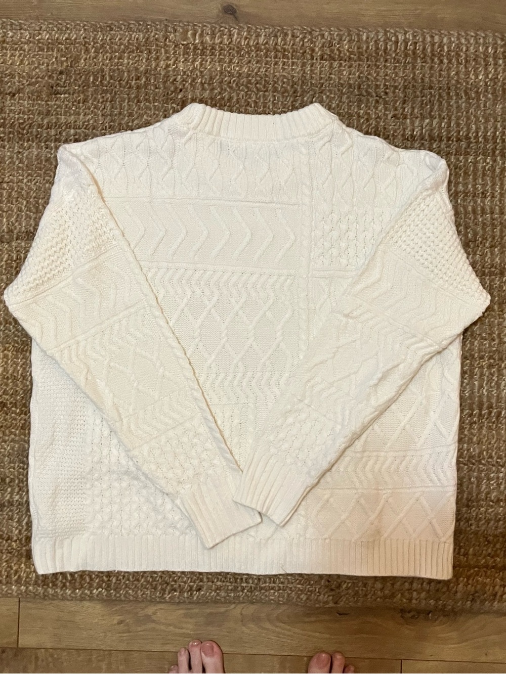 Time and Tru Mixed Stitch Pullover Sweater -Winter White- XL - Picture 2 of 7
